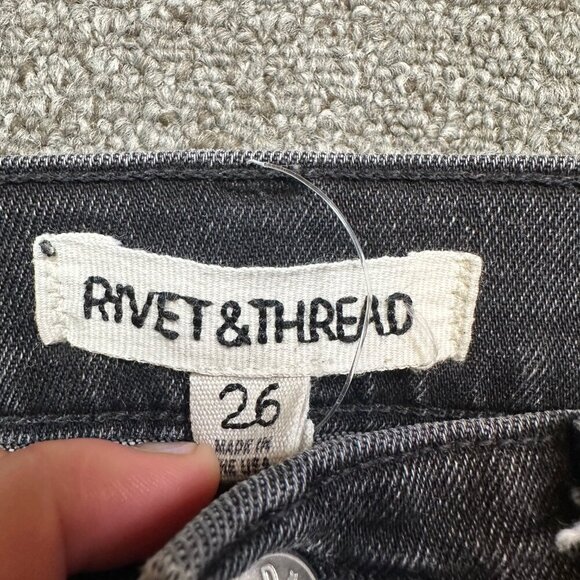 Rivet & Thread Madewell Cali Demi-Boot Jeans Raw Hem in Dark Grey Wash Size 26 - Picture 2 of 8